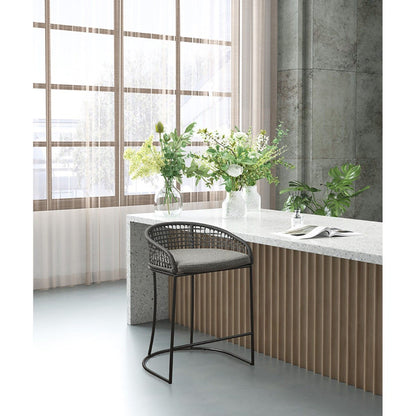 Coastal Design Woven Counter Stool - Dark Gray