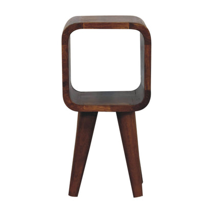 Extra Mini Minimalist Open Curved Bedside Table - Chestnut