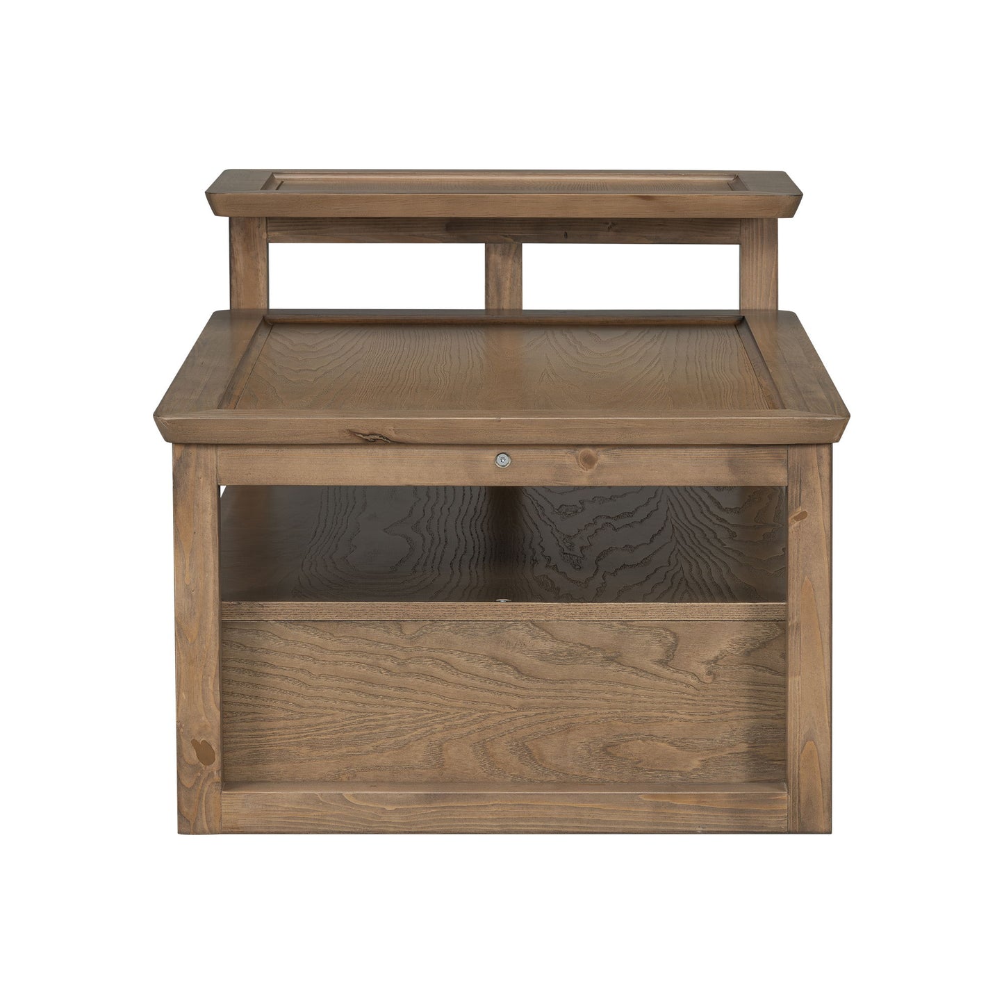 Modern Coffee Table, Coffee Table With 1 Storage Shelf, 2 Tabletops And 1 Rattan Drawer For Living Room - Dark Brown