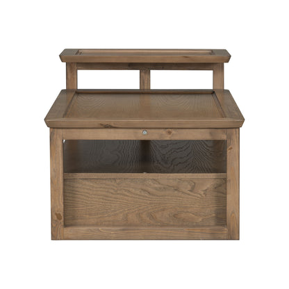 Modern Coffee Table, Coffee Table With 1 Storage Shelf, 2 Tabletops And 1 Rattan Drawer For Living Room - Dark Brown