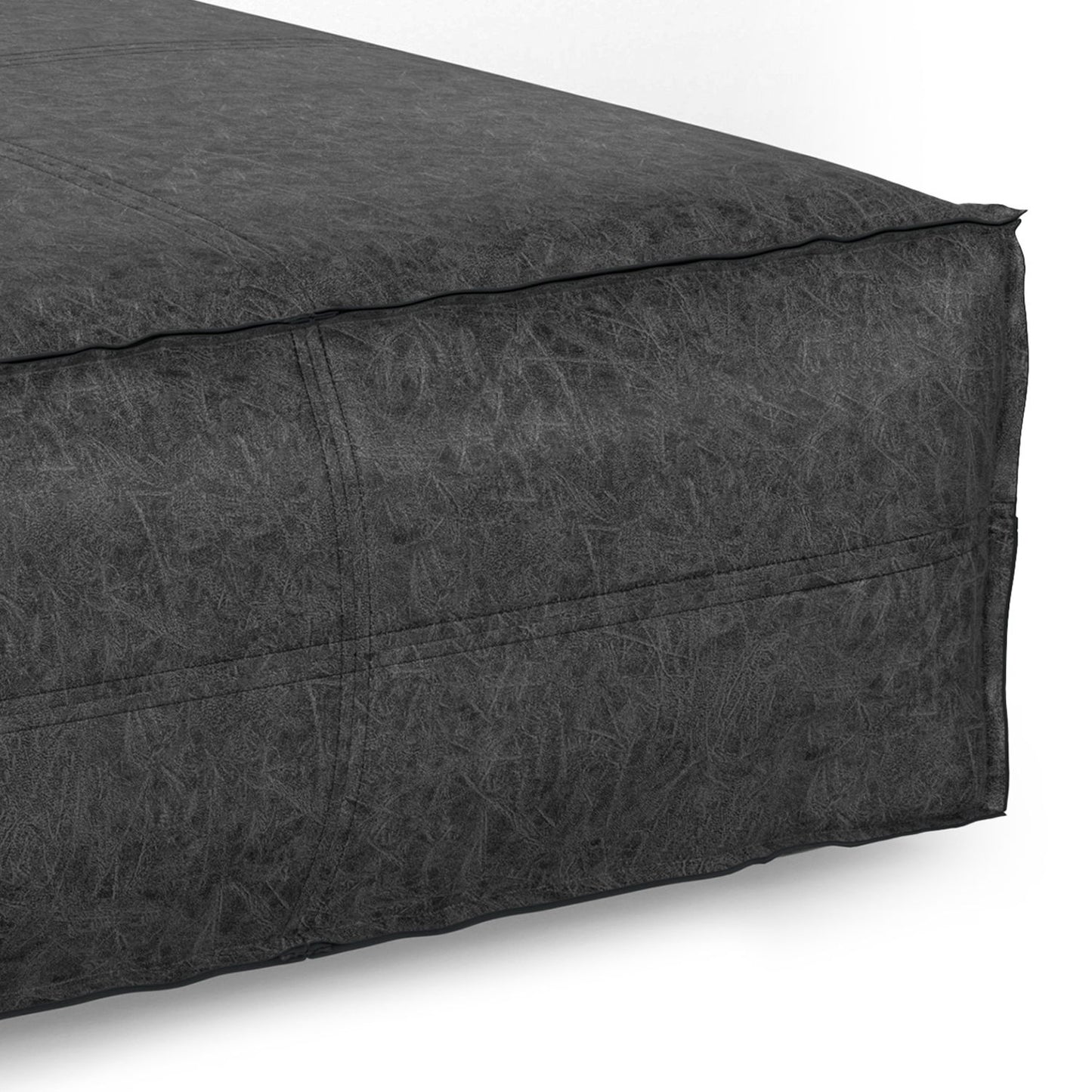 Brody - Extra Large Coffee Table Pouf - Distressed Black