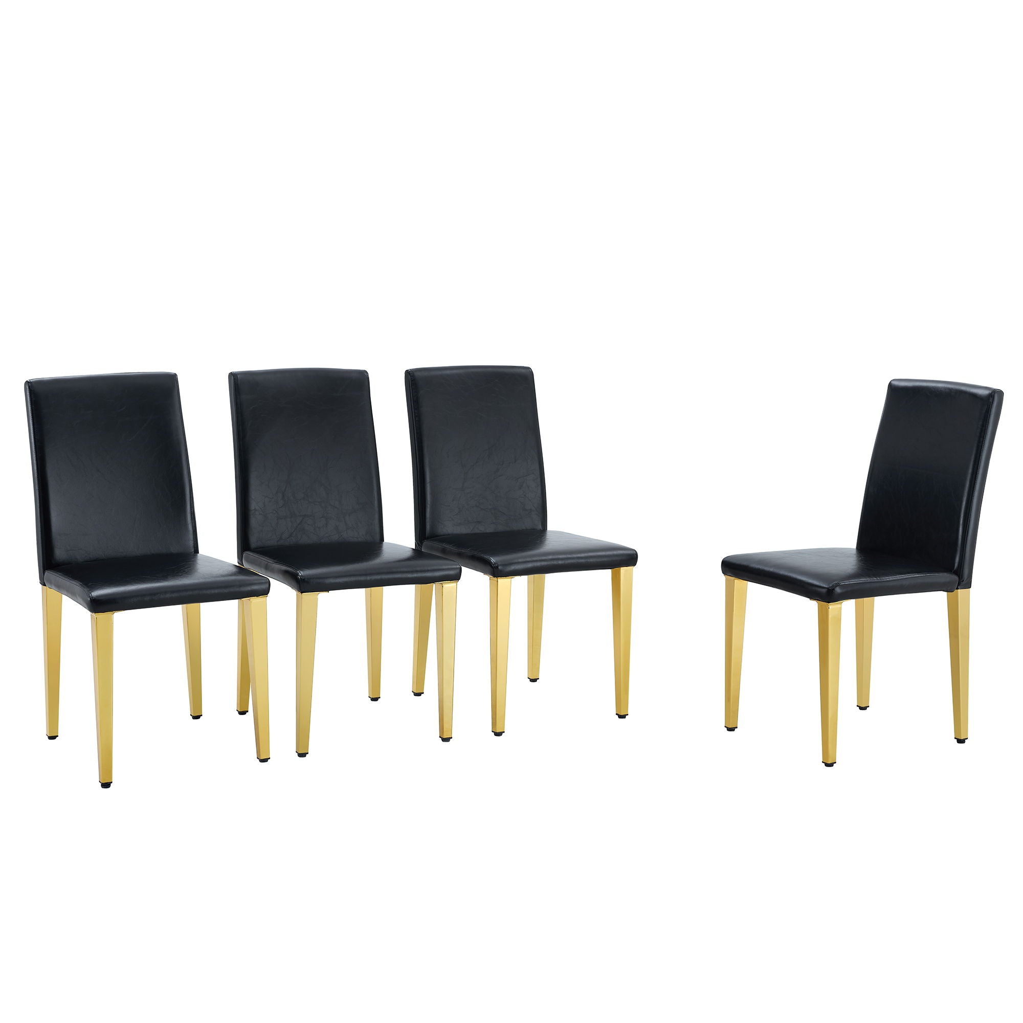 (Set of 4) Backrest Chairs With Gold Metal Legs A Perfect Pairing, Ideal For Minimalist And Modern Home Decor Styles - Black / Gold