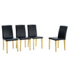 (Set of 4) Backrest Chairs With Gold Metal Legs A Perfect Pairing, Ideal For Minimalist And Modern Home Decor Styles - Black / Gold