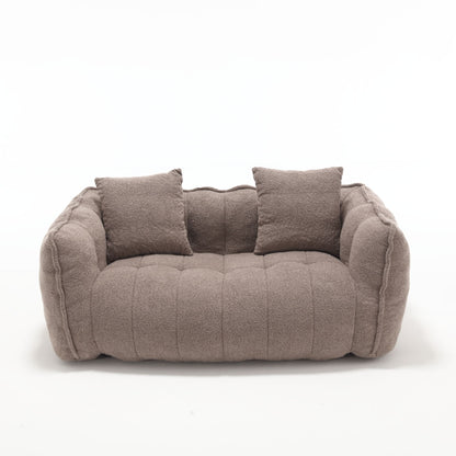 Soft Beanbag Chair With High Resilience Foam Core For Two People - Brown
