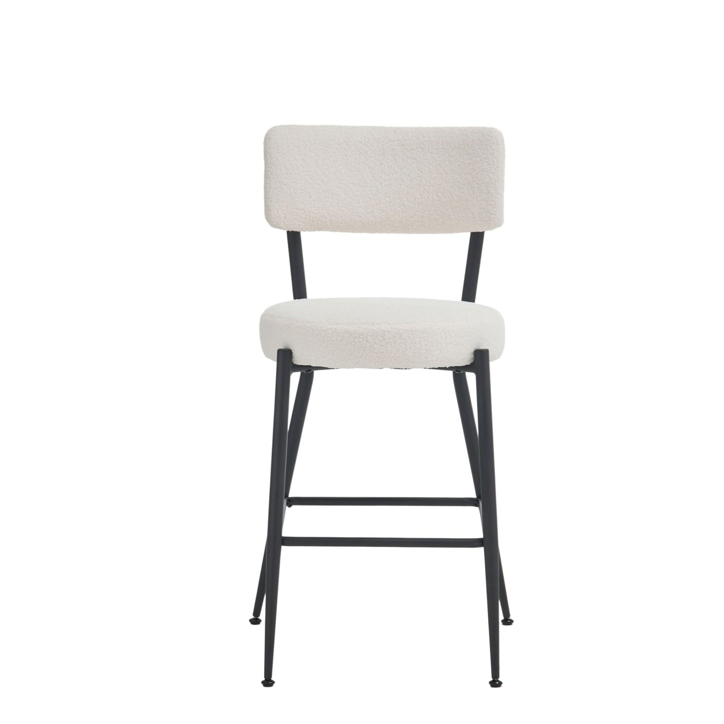 Modern Teddy Fabric Upholstered Bar Stools (Set of 2) - White