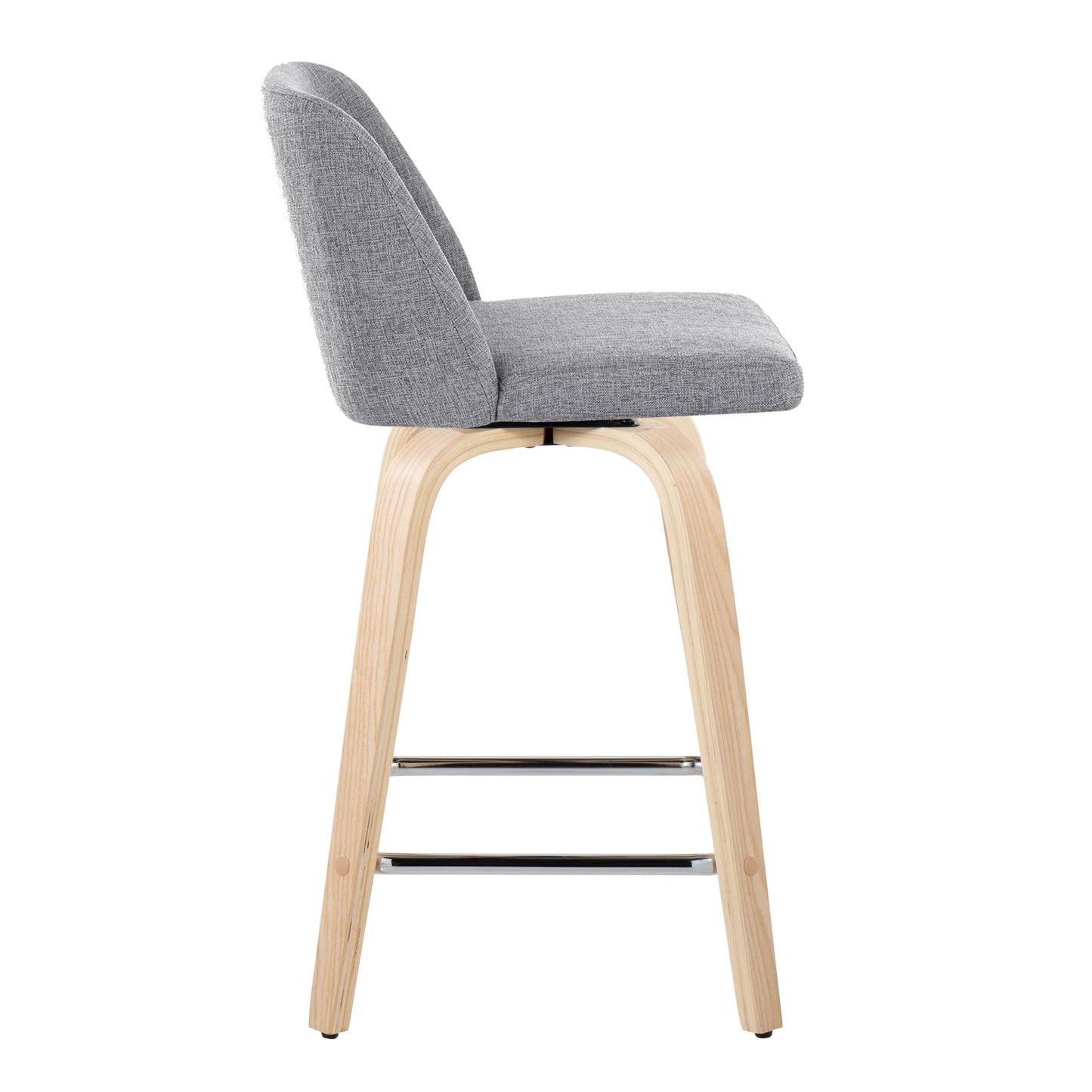 Toriano - Contemporary Fixed Height Counter Stool & Swivel And Square Footrest (Set of 2) - Natural / Gray