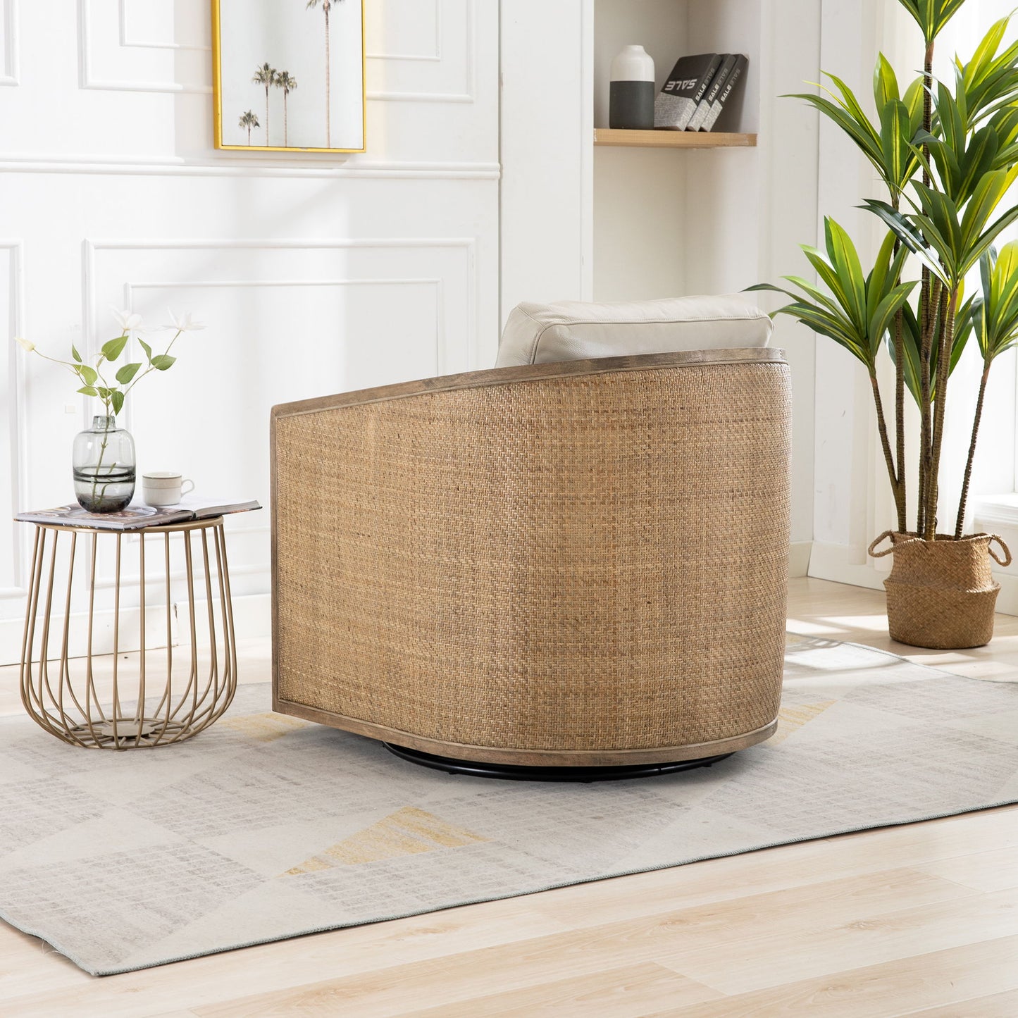 Swivel Barrel Chair, Comfy Round Accent Sofa Chair, 360 Degree Swivel - Oyster Gray