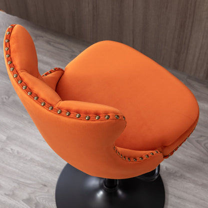 Swivel Velvet Barstools Adjusatble Seat Height, Modern Upholstered Bar Stools With Backs Comfortable Tufted For Home Pub And Kitchen Island (Set of 2) - Orange