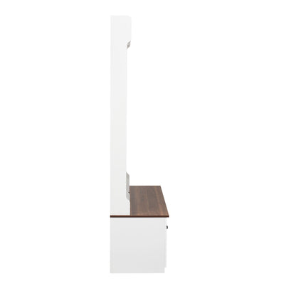 5 In 1 Entryway Bench With Coat Rack, 7 Sturdy Hooks, 2 Spacious Drawers And Adjustable Shelves, Wide Hall Tree With Metal Handles For Hallway - Brown / White
