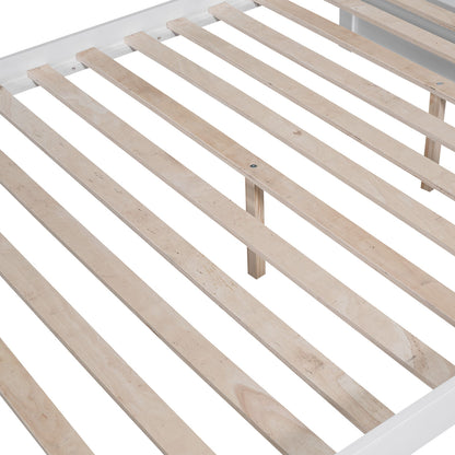 Full Over Full Bunk Bed With 2 Drawers And Multi-Layer Cabinet - White