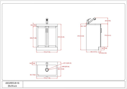 Kyle - Laundry Cabinet &Faucet And Stainless Steel Sink - White