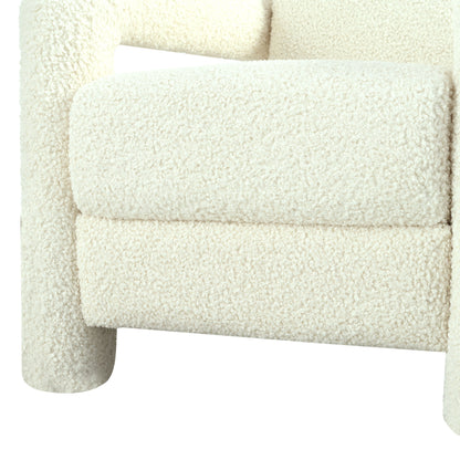 Push Back Recliner Armchair Upholstered Single Sofa With Adjustable Backrest For Living Room - Beige