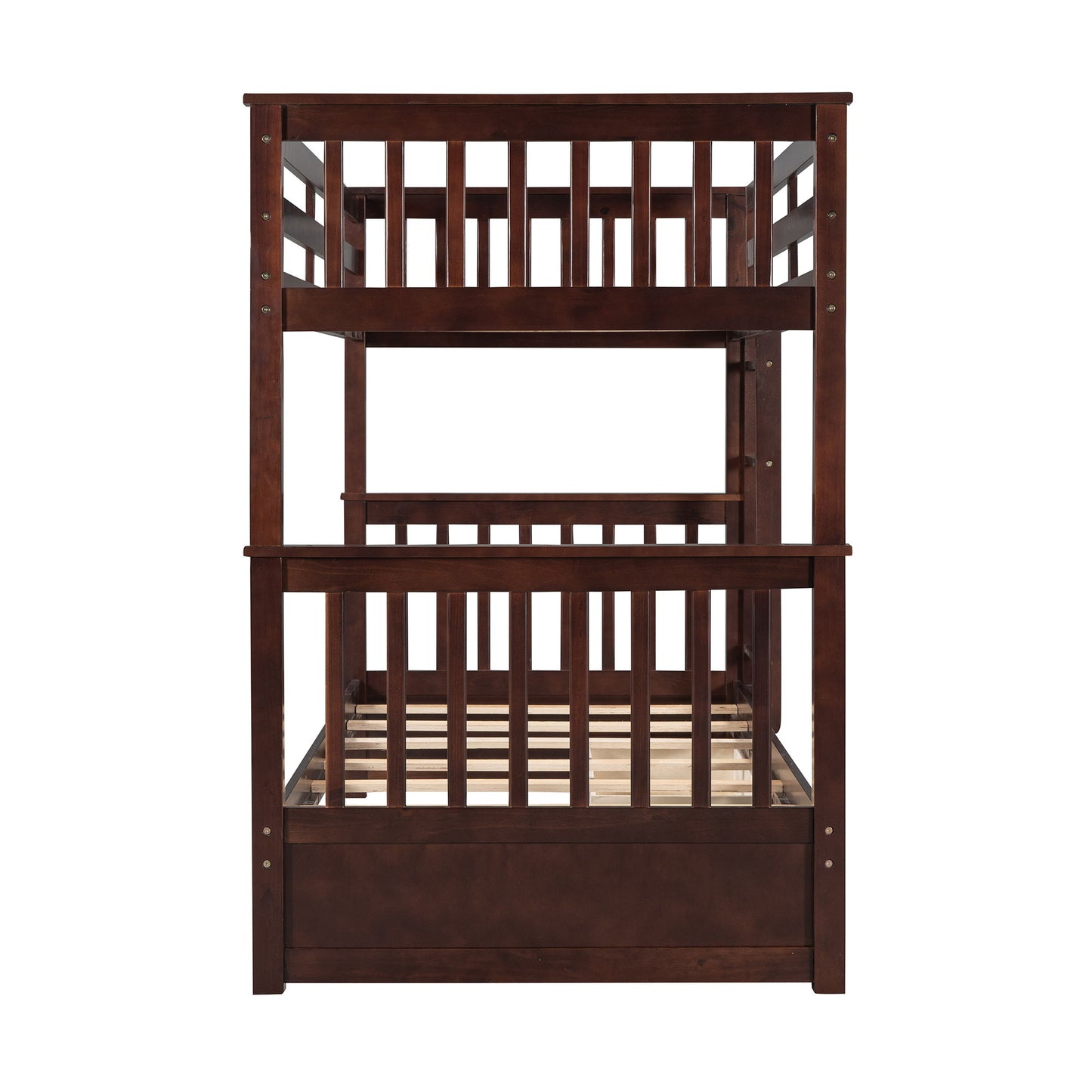 Twin Over Twin Bunk Bed With Ladders And 2 Storage Drawers - Espresso