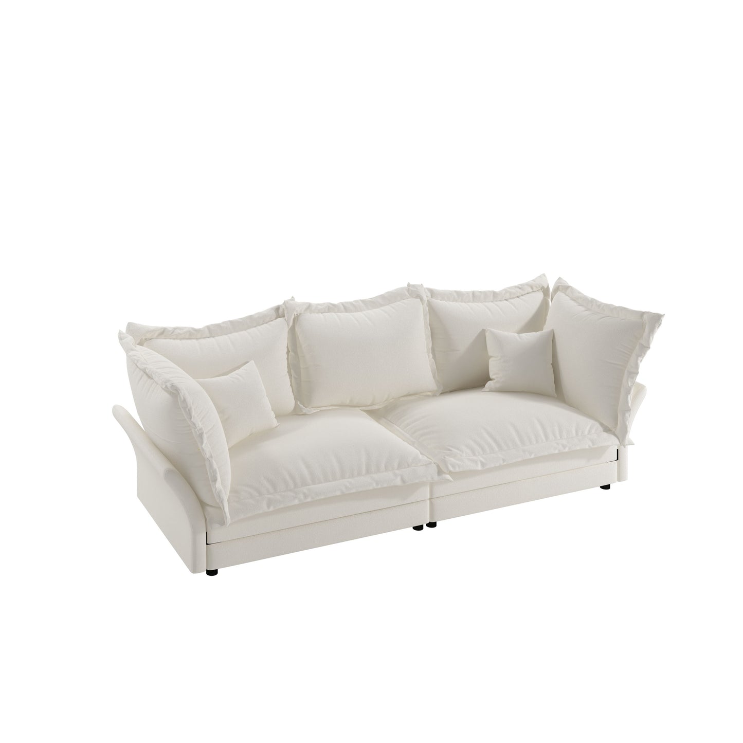Modern Comfy Upholstered Sofa Cloud Couch, Deep Seat Couches With Multiple Large Soft Pillows, Convertible Deep Seat Chaise Longue For Living Room - Beige