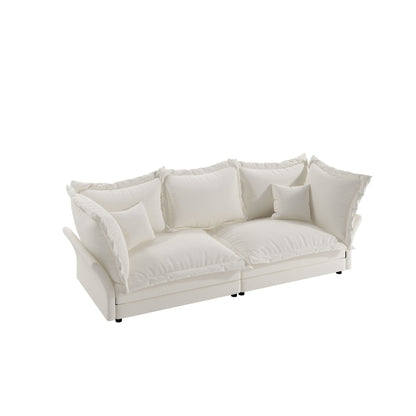 Modern Comfy Upholstered Sofa Cloud Couch, Deep Seat Couches With Multiple Large Soft Pillows, Convertible Deep Seat Chaise Longue For Living Room - Beige