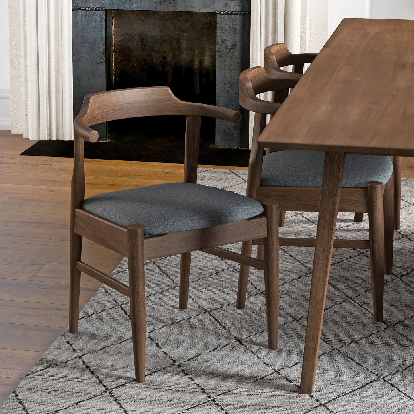 Leon - Mid-Century Modern Dining Chair (Set of 2) - Brown / Light Gray