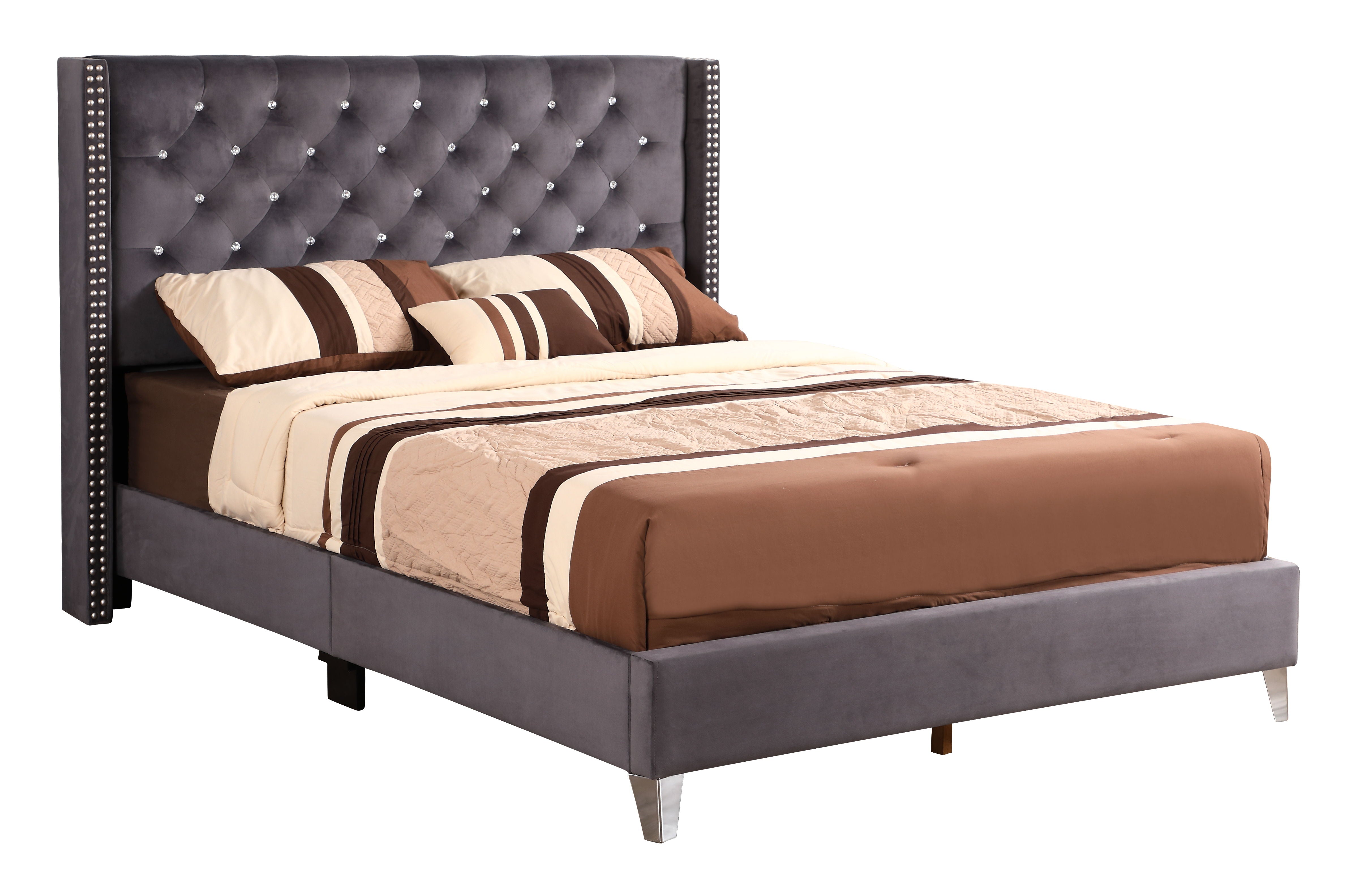 Full Upholstered Transitional Bed - Gray