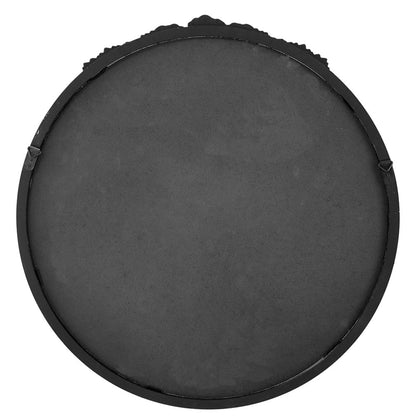 Round Hand Carved Rose Antique Mirror Frame, Wall Mirror For Live Space, Bathroom, Entryway Wall Decor - Black