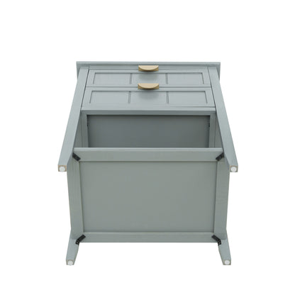 2 Drawer Side Table, American Style, End Table, Suitable For Bedroom, Living Room, Study - Light Gray
