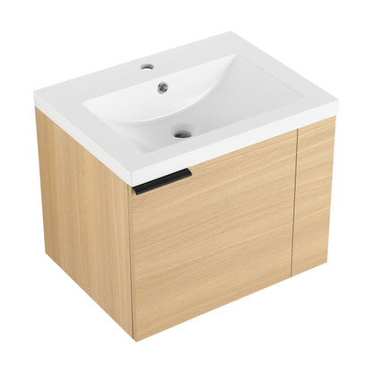 Modern 24" Bathroom Vanity Sink Combo With Spacious Storage And Construction - Oak