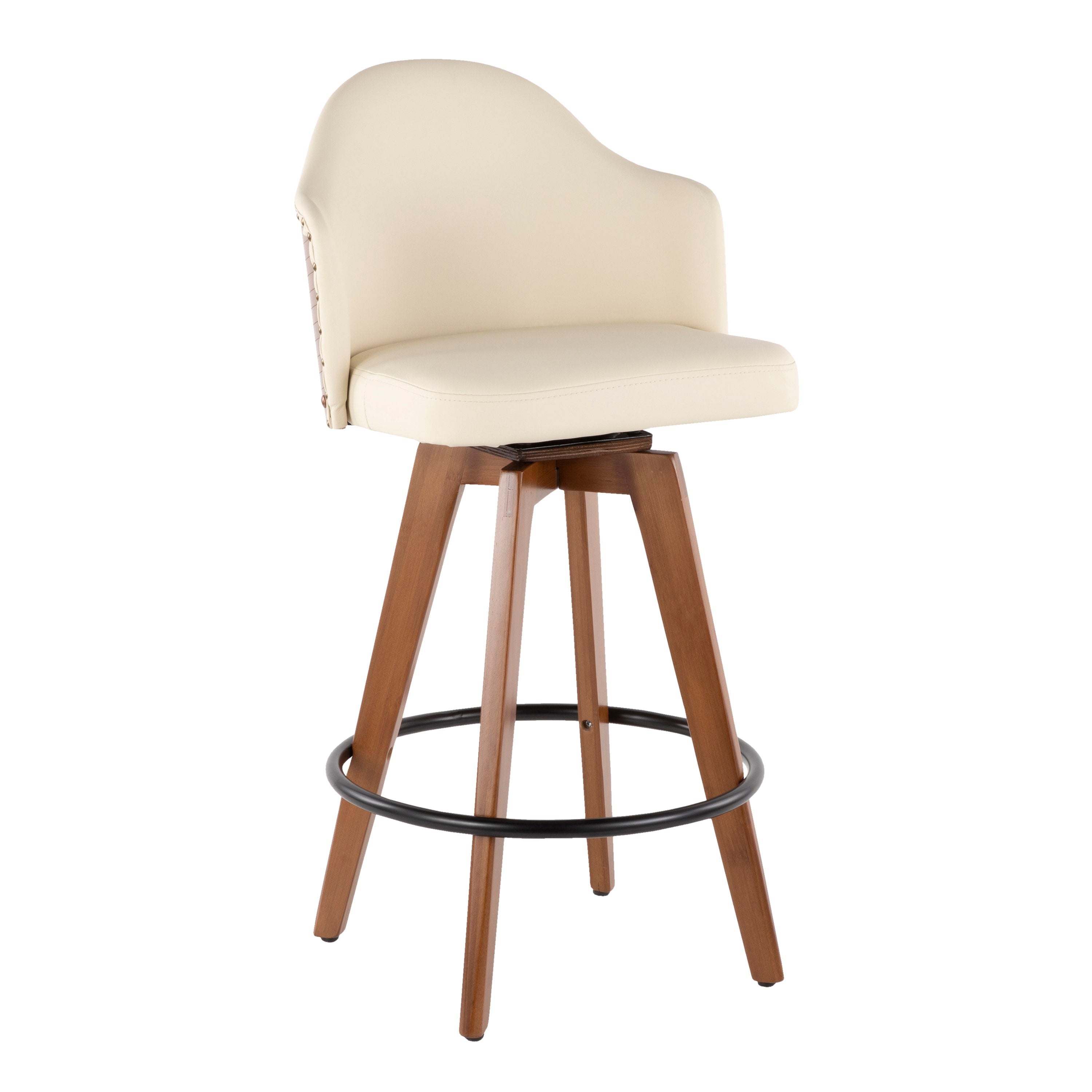 Ahoy - Mid-Century Counter Stool - Walnut / Cream