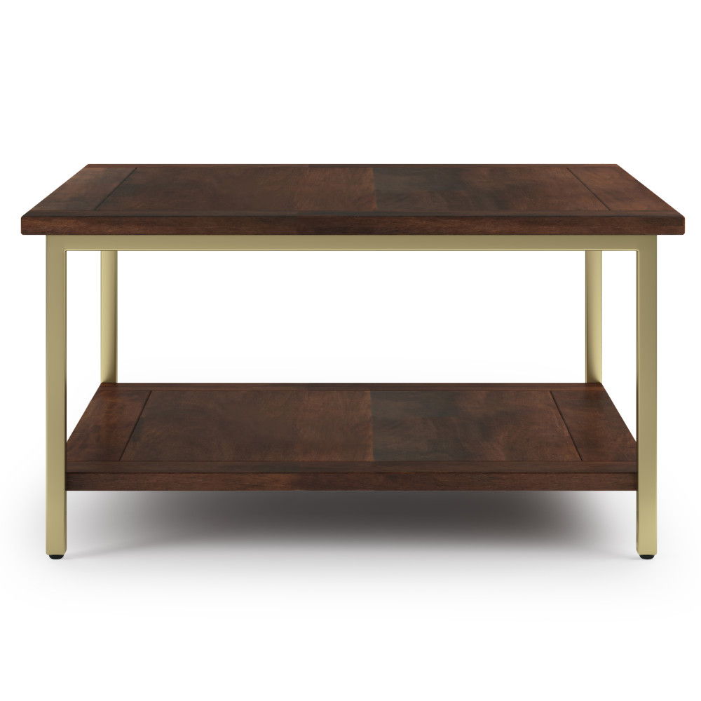 Skyler - Square Coffee Table - Dark Brown / Gold