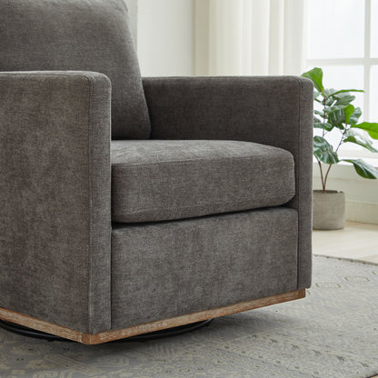 Modern Square Upholstered Swivel Accent Chair With Chenille Fabric - Charcoal