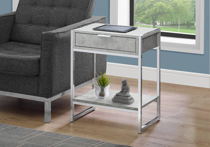 Accent Side Table, Storage Drawer, Contemporary And Modern - Gray