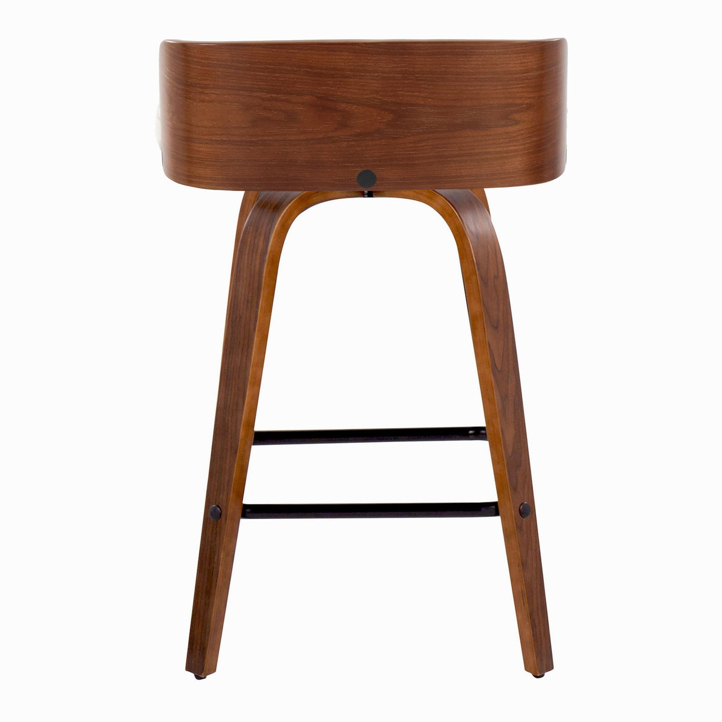 Maya - Mid-Century Modern Fixed Height Counter Stool With Swivel And Square Footrest (Set of 2) - Walnut / Charcoal