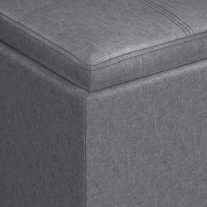 Rockwood - Cube Storage Ottoman With Tray - Slate Gray