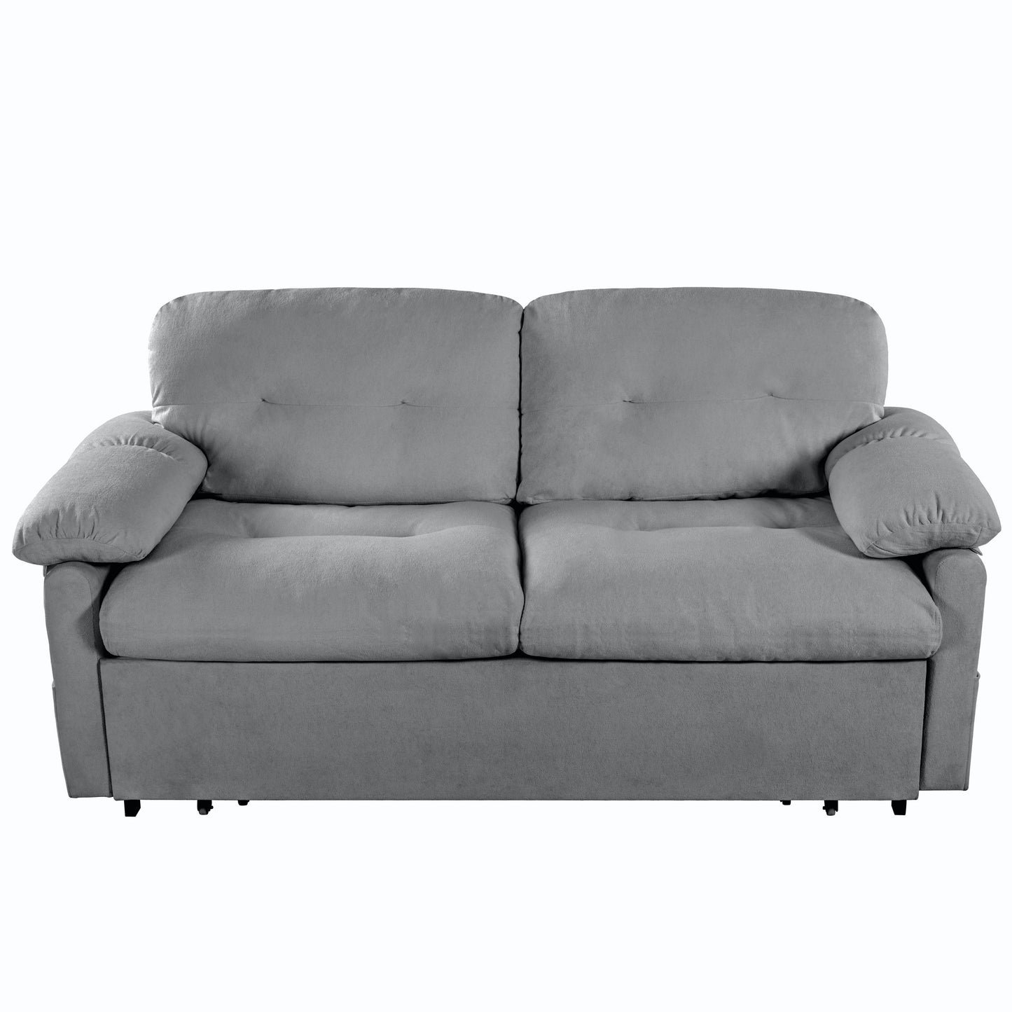 Modern Convertible Sleeper Sofa Bed With Pull Out Queen Design, Side Storage & Thick Cushions Chenille Loveseat For Living Room Or Bedroom 3 In 1 Function - Gray