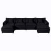 Modular Sectional Sofa, Oversized Deep Seat U Shaped Couch Set, Comfy Cloud Couches With Movable Ottomans - Black