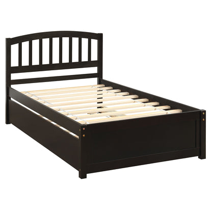 Twin Size Platform Bed Frame With Trundle - Espresso