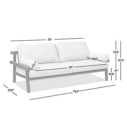 Zara - Dowel Frame Bolster Patio Deep Seating Sofa - Wheat Beige Axroma Olefin