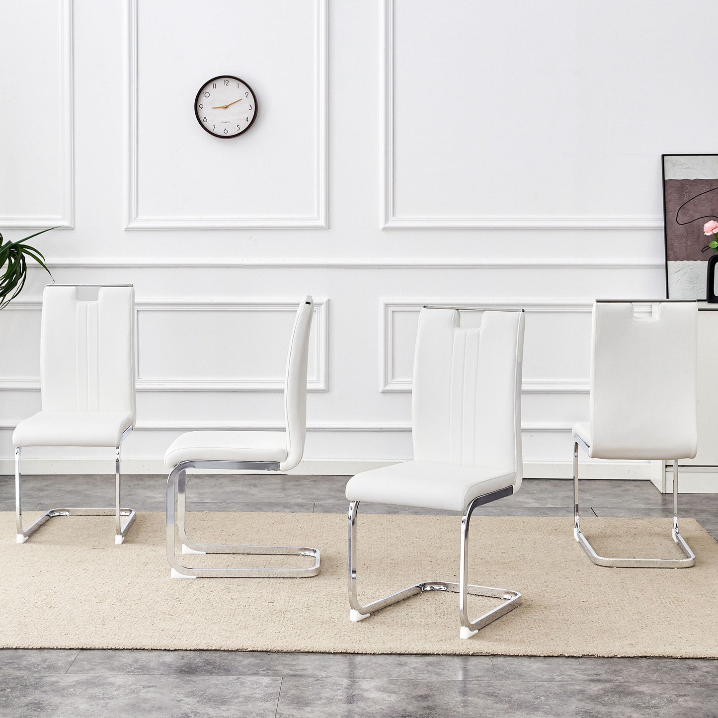 (Set of 4) Material Bow Shaped Chairs Adding Fashion To Minimalist And Contemporary Home Styles - White