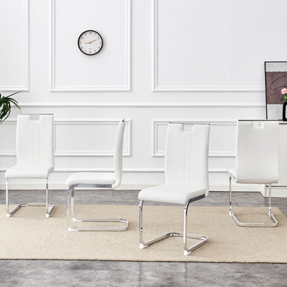 (Set of 4) Material Bow Shaped Chairs Adding Fashion To Minimalist And Contemporary Home Styles - White