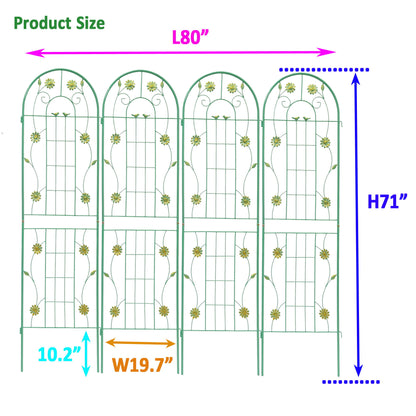 4 Pack Metal Garden Trellis Rustproof Trellis For Climbing Plants Outdoor Flower Support - Green
