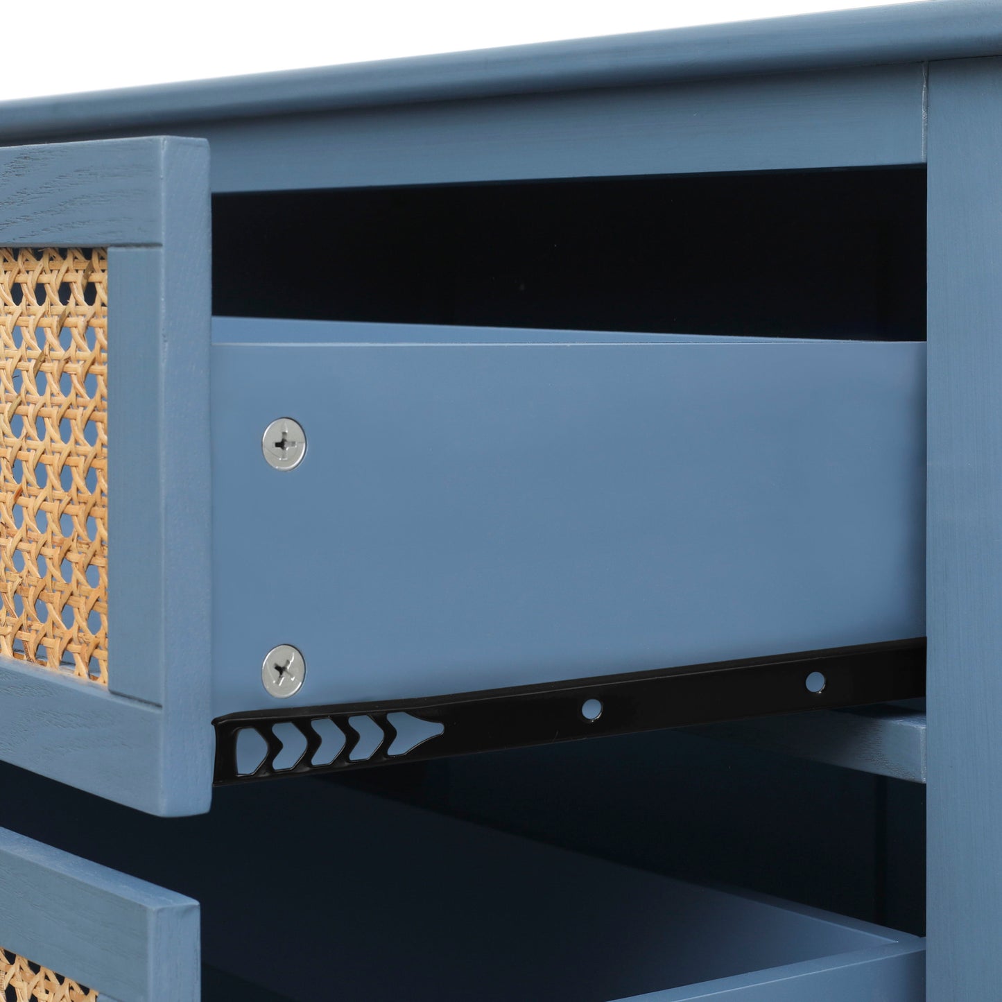 3 Drawer Cabinet Natural Rattan Suitable For Bedroom - Blue