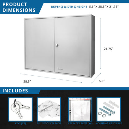 320 Capacity Fixed Position Key Cabinet With Key Lock - Gray