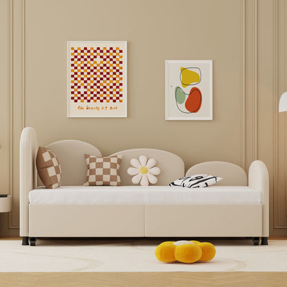 Modern Upholstered Daybed With Twin Size Bed Frames And Storage - Beige