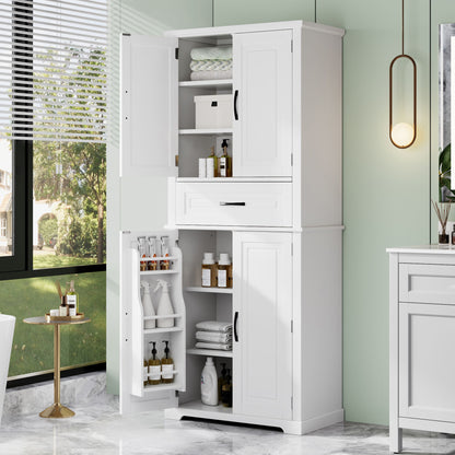 Bathroom Storage Cabinet With Multi Functional Storage Space, Drawer With Slide Rails, Adjustable Shelf - White