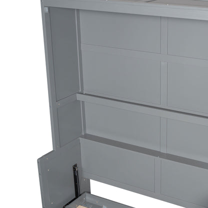 Queen Size Murphy Elegant Wall Bed With Closet - Gray