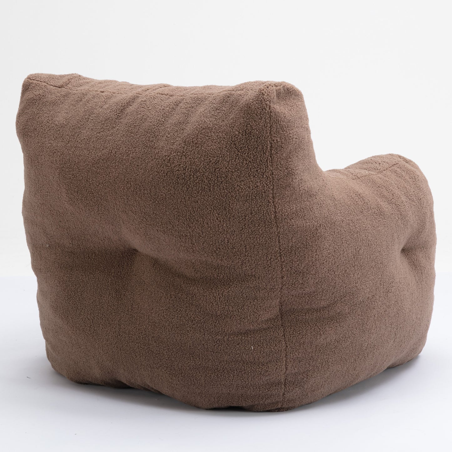 Soft Teddy Fabric Tufted Foam Bean Bag Chair With Teddy Fabric - Coffee