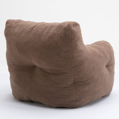 Soft Teddy Fabric Tufted Foam Bean Bag Chair With Teddy Fabric - Coffee