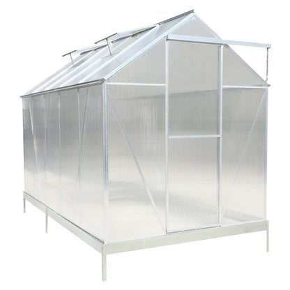 6.3'x10.2'x7' Polycarbonate Greenhouse, Heavy Duty Outdoor Aluminum Walk-In Green House Kit With Rain Gutter, Vent And Door For Backyard Garden - Aluminium