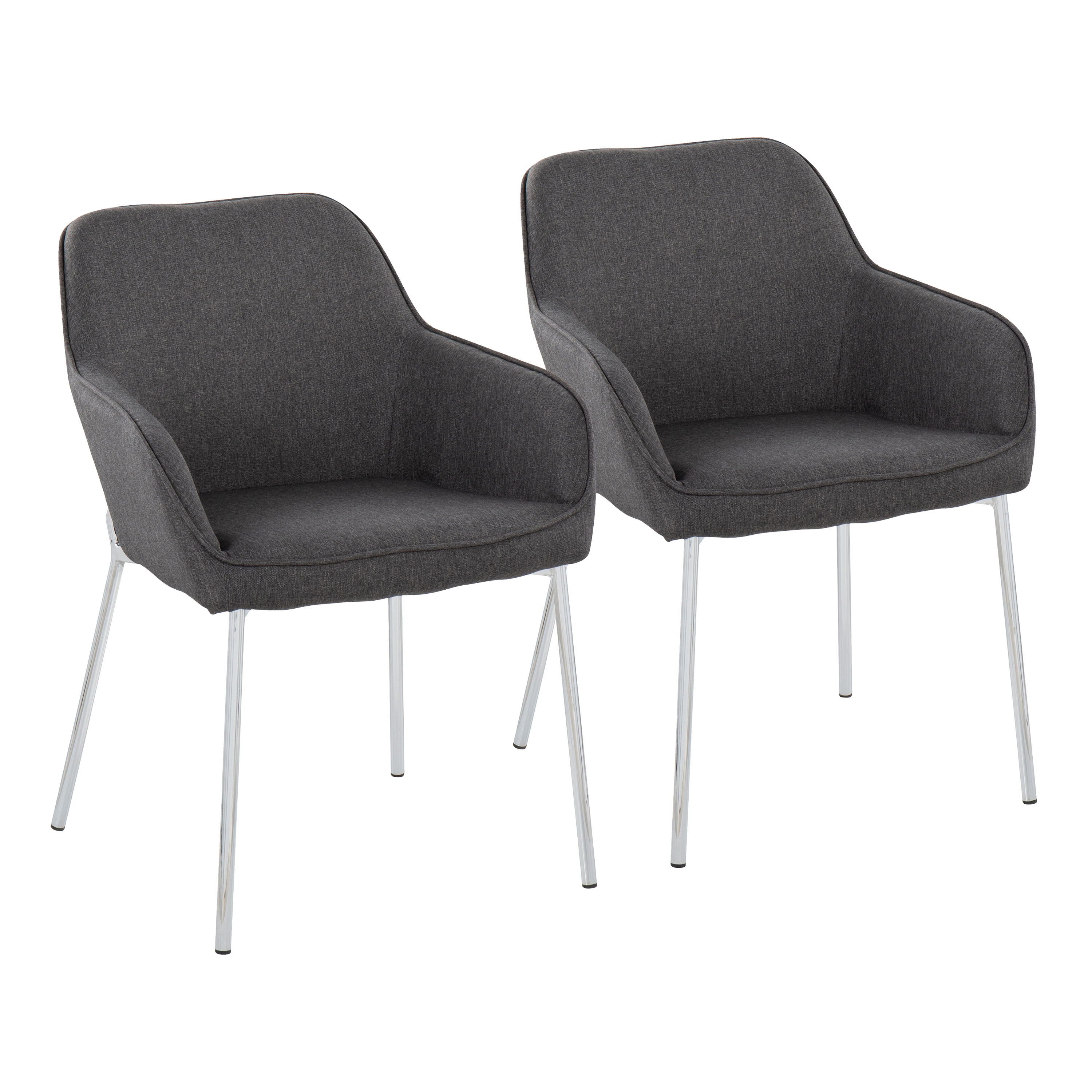 Daniella - Contemporary Dining Chair (Set of 2) - Chrome / Charcoal