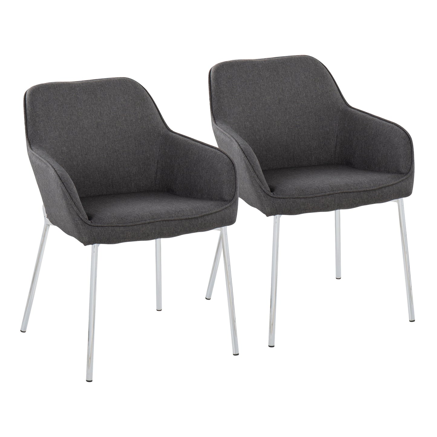 Daniella - Contemporary Dining Chair (Set of 2) - Chrome / Charcoal