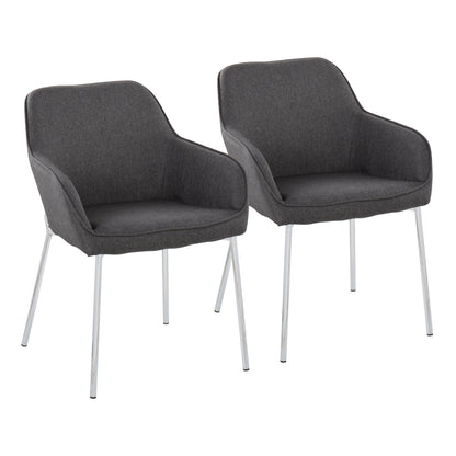 Daniella - Contemporary Dining Chair (Set of 2) - Chrome / Charcoal