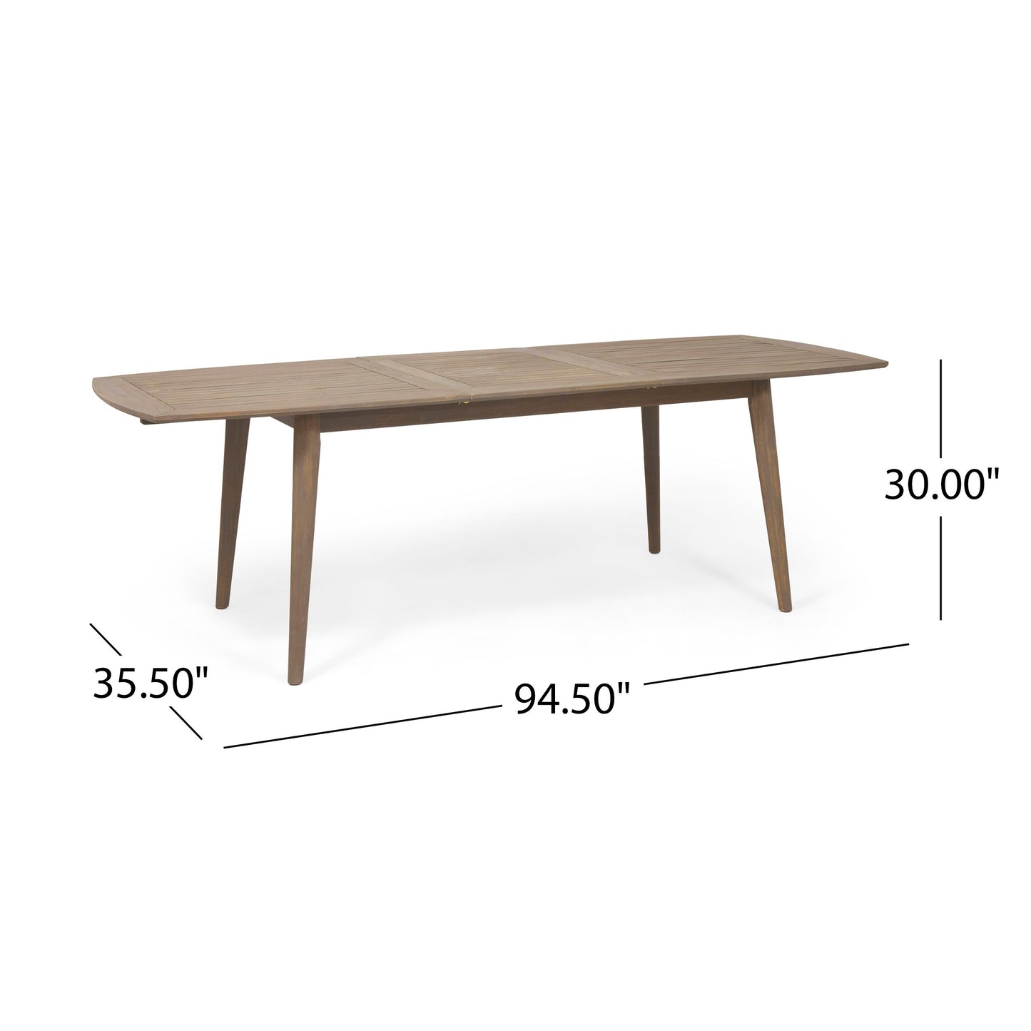 Modern Outdoor Dining Set With Expandable Acacia Wood Table And Iron Chairs - Gray
