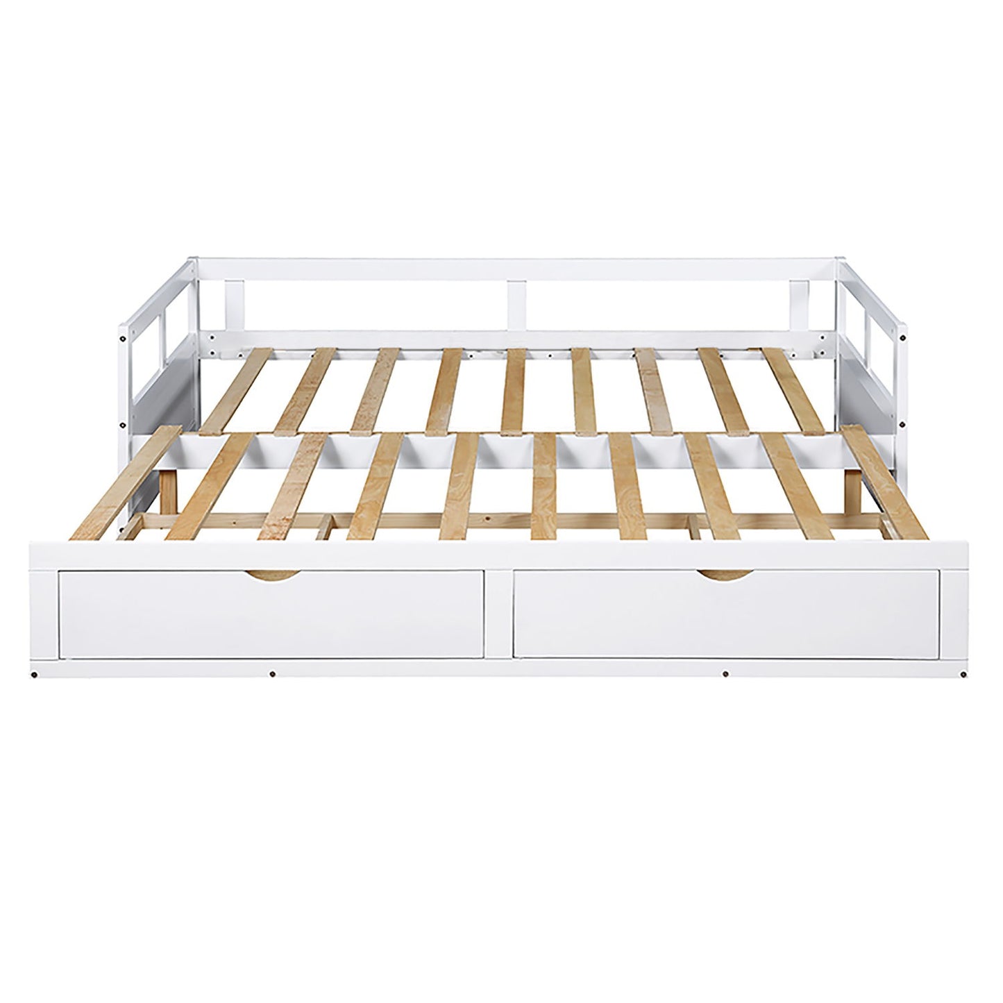 Daybed With Trundle And Two Storage Drawers, Sofa Bed For Bedroom - White